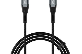 Boat Type C To C 65W Fast Charging Cable With 480 Mbps Data Transfer, Tangle-Free Cable In Premium Nylon Braided Design (Carbon Black)