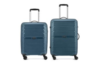 Aristocrat Liberty Set Of 2 (Cabin+Medium) Trolley Bag, 58+68Cm | Combination Lock | 8 Wheels | 5 Years International Warranty | Spanish Blue