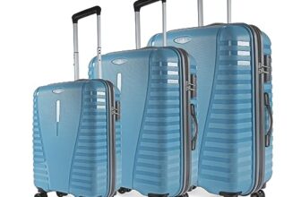 Aristocrat Polypropylene (Pp) Airpro Set Of 3 Hard Carry-On Spinner Suitcase (55+66+76Cm) Check-In Luggage Lightweight Luggage With 8 Strong Wheels, Secured Zip&Secured Combination Lock Cross Teal