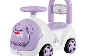 Lifelong Bunny Manual Push Ride-On Toy Car With Back Support For Boys & Girls 1-4 Years, Distraction-Free, Non-Musical, Easy Installation, 50Kg Capacity, Steering Wheel, Storage, Indoor Outdoor Fun
