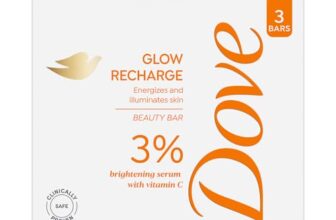 Dove Glow Recharge Serum Beauty Bar | 3% Brightening Serum + Vit C | Energizes & Illuminates Skin | Paraben & Sls Free | 375G (125G X 3)
