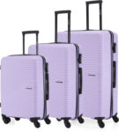 Stony Brook By Nasher Miles Crescent Hard-Sided Polypropylene Set Of 3 Pastel Purple Trolley Bag(55,65&75Cm) Cabin & Check-In Set 4 Wheels – 28 Inch