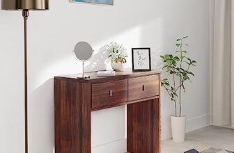 Amazon Brand – Solimo Krestel Engineered Wood Desk | Console Table | Dressing Table (2 Drawers With Knob Handle, Columbia Finish)