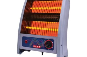 Usha 2 Rod Quartz Heater | 800Watt With Low Power Consumption | Cool Touch Body | Tip Over Protection | 1 Year Warranty | (4302, Grey)