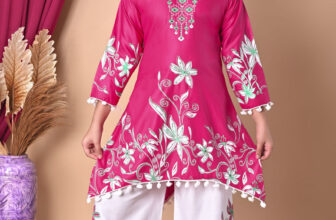 Mumbaifashion Girls Casual Kurta And Palazzo Set(Pink Pack Of 1)