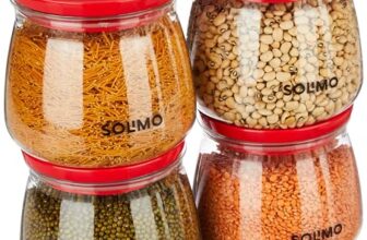 Amazon Brand – Solimo Plastic Storage Jar And Container Set I Air Tight & Bpa Free Containers For Kitchen Storage Set I Grocery Kitchen Container Set I Multipurpose Jar, 800 Ml Each, Set 4, Red