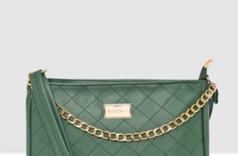 Dressberry Green Sling Bag Juliette Stylish Crossbody Sling Bag With Metal Chain & Adjustable Strap