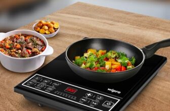 Wipro Vesta CIC102 Induction Cooktop 1600 Wwith soft Push button| Crystal Glass Plate|7 Segment LED display For power And temperature settngs For fast cooking,Black