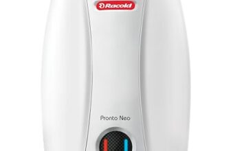 Racold Pronto Neo Electric Instant Water Heater 5L – Vertical Geyser For Bathrooom, Anti Backflow System, 3 Safety Levels, Rust Proof Body, Faster Heating, With Fire Retardant Cable, White