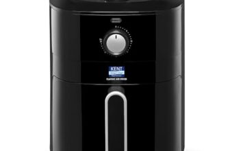 Kent Classic Hot Air Fryer 4L 1300 W | 80% Less Oil | Instant Electric Air Fryer | Auto Cut Off | Fry, Grill, Roast, Steam, And Bake | 1 Year Warranty | Black