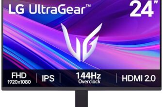 Lg 24G411A-B 24-Inch Ultragear Full Hd (1920 X 1080) Ips Gaming Monitor, 144Hz (O/C), 1Ms Mbr, Nvidia G-Sync Compatible, Amd Freesync, Hdr10, Hdmi, Displayport, Slim Stand, Black