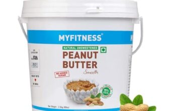 Myfitness All Natural Peanut Butter Smooth 2.5Kg | 100% Roasted Peanuts | 25G Protein | Tasty Nut Butter | No Added Sugar & Salt | No Palm Oil | Zero Cholesterol | Unsweetened Peanut Butter Creamy
