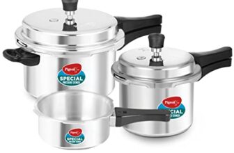 Pigeon By Stovekraft Special Aluminium Pressure Cooker Combo With Outer Lid Gas Stove Compatible 2, 3, 5 Litre Capacity For Healthy Cooking (Silver)