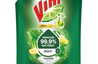 Vim Proclean Dishwash Liquid Gel With Neem Powered By Rhamnotech™, Removes 99.9%* Bacteria, Removes Tough Grease And Odours, 1700Ml