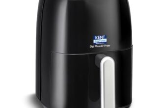 Kent Digi Plus Air Fryer | 4L Capacity & 1300W | Fry, Grill, Roast & Bake | Digital Display & Touch Control Panel | Rapid Heating | 80% Less Oil Usage | High Temperature & Uniform Heating | Black