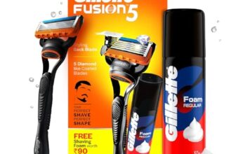 Gillette Fusion Manual Razor For Men For Perfect Shave And Perfect Beard Shape & Gillette Classic Regular Pre Shave Foam, 50G