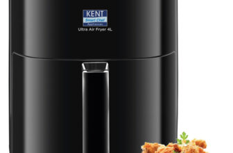 Kent Ultra Air Fryer 4L 1300W | Fry, Bake, Grill & Roast | Up To 80% Less Oil Usage | Rapid Heat Circulation | Adjustable Temperature Control Knob 80 To 200 | Auto Cut-Off Air Fryer(4 L)