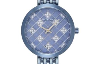 Titan Quartz Analog Blue Dial Stainless Steel Strap Watch For Women-Ns95163Qm02