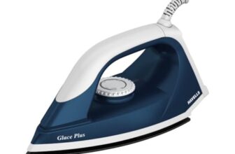Havells Glace Plus 1000 Watts Dry Iron Press| 2X Non Stick Greblon Coating From Germany| 2X Isi Certified Safety & Performance| Fire Retardant Body| 2 Years Door Step Warranty By Havells (Blue)