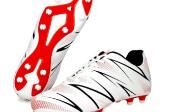 Pro Kvh Men’S Football Stud Shoes – White-Red | Lightweight Soccer Cleats For Men | Synthetic Upper, Tpu Sole | Durable Grip Sports Shoes For Football Pkf050_White-Red_07