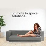 Coirfit Smart Homes Snoozy Three Seater, 5′ X 6′ Feet Folding Sofa Cum Bed – Perfect For Guests – Jute Fabric – Grey