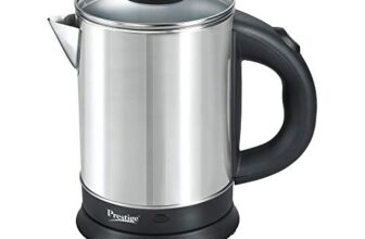 Prestige 1.7L Pkgss Stainless Steel Electric Kettle | 1350 Watts | Glass Lid With Heat Resistent Handle | Single Touch Lid Locking |Automatic Cut Off | Silver
