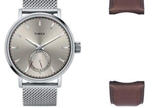 Timex Analog Watch For Man With Grey Round Dial & Silver Stainless Steel Bracelet Band Water Resistant Men’S Wrist Watches – Tweg20000