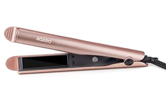 Agaro Hair Straightener&Curler, 2-In-1 Twist Angled Ceramic Coated Floating Plates, 3 Temperature Settings, Fast Heating, Ptc Heating, Straightening, Curling, Styling For Women, Hs1927, Rose Gold