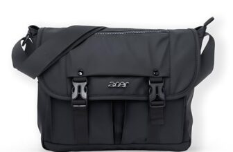 Acer Stylo Premium 14 Inch Laptop Sling Bag, Elegant Black Water-Resistant Polyester, Zippered Compartments & Front Pockets, Fits Up To 14-Inch Laptops, Lightweight Daily Organizer For Work & Travel