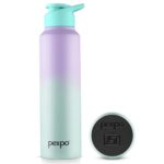 Pexpo Craft Pro 1000 Isi Certified Stainless Steel Sports/Fridge Water Bottle With Sipper Cap – 950Ml | Single Wall | For Home, Office, Gym, Travelling | Lightweight| Bpa Free – Green&Purple Ombre