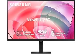 Samsung 27″ (68.47Cm) 4K Viewfinity S7 Monitor|Uhd 3840 X 2160|Ips Panel|350Nits|1.07 Billion Colors|Ports-Hdmi,Dp,Headphone|Pip|Pbp|Hdr10|Easy Setup Stand|Eye Care Technology|Ls27D700Eawxxl|Black