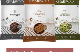 Kesarco Whole Spices Combo – Cardamom 40G, Cinnamon 50Gm & Black Pepper 50Gm(140 G)
