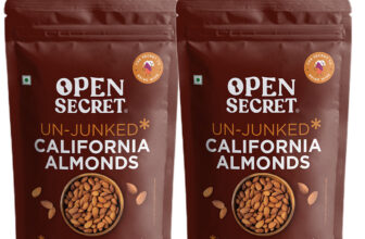 Open Secret Premium California Badam – High Protein Dry Fruit, Fasting Vrat Special Almonds(2 X 0.5 Kg)