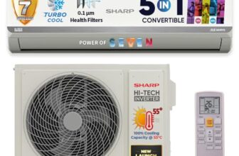 Sharp 1.5 Ton 5 Star 5 -In-1 Convertible, Turbo Cool Technology, Anti-Corrosive Gold Fin Coating, Inverter Split Ac, Ah-Si18V5B-Gc