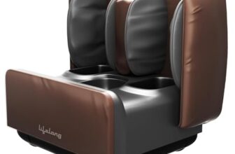 Lifelong 2 In 1 Foot & Leg Massager Machine & Foldable Ottoman Rest For Home-Pain Relief Massage For Legs-Heat + Rolling,Kneading,Shiatsu,Vibration & Air Compression | Ideal For Feet, Ankle & Legs