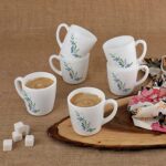 Cello Ricca Mug 6 Pcs Set | Cups For Tea, Coffee, Espressoc | Thermal Resistant | Light Weight | Ideal Gifting Option | Blue Creeper | 100Ml