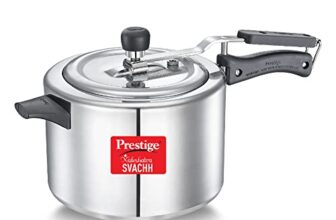 Prestige Nakshatra Plus Svachh Aluminium Inner Lid Pressure Cooker With Unique Deep Lid Which Controls Spillage, 6.5 Litre, Silver
