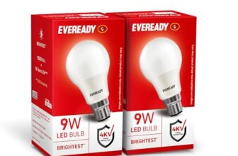 Eveready 9W Led Bulb, Cool Day Light (6500K), B22 Base, Energy-Efficient, 4Kv Surge Protection, Long-Lasting Durability – Pack Of 2