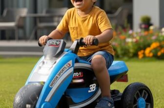 Toyzone Moto Electric Bike (Blue) | 6V Rechargeable Bike With 4.5Ah Battery | Led Lights, Mp3 With Music, Usb & Aux | Smooth Acceleration | 6M Battery Warranty | Age 2-8 Years, Upto 35 Kg