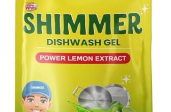 Shimmer Dishwash Gel – 5L Family Pack | Powerful Lemon Action For Tough Grease | Long-Lasting Fragrance | Safe On Hands | Value Refill Pack | Dishwasher Safe