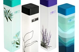 Aquaware Frosty Plastic Food Grade Fridge Square Bottle Gift Set(4 Pieces,1L,Labelled Floral Design), 950 Milliliter