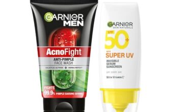 Garnier Men Acno Fight Anti Pimple Face Wash 100G + Super Uv Invisible Serum Sunscreen 30Ml (2 Items In The Set)