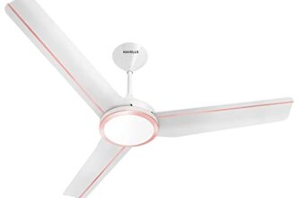 Havells Trinity Underlight 1200Mm 1 Star Energy Saving Ceiling Fan (Pearl White Lt Copper, Pack Of 1)