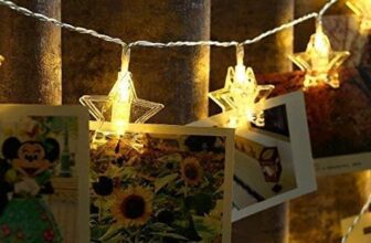Newness 14 Star-Shaped Led Clip Lights For Bedroom Decor, Indoor Celebrations, Diwali, Birthday Parties, Weddings, And Christmas – 3M Fairy String With Photo Clips And Led (Warm White)