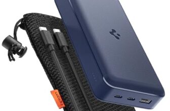 Spigen Arcpack 30000Mah Power Bank, Pd3.0, Pps, Fast Charging, 30.0W Max Output, 2 Type-C Ports, 1 Usb-A Port – (Abs+Pc, Navy Blue)