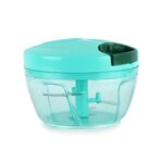 Cello Magic Hand Vegetable Slicer Chopper Small | Multi Utility | 3 Stainless Steel Blades | Vegetable And Fruits | 15 Cuts One Pull | (Blade, Whipper) | 450 Ml| Green