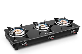 Longway Furn Glass Top, 3 Burner Manual Ignition Glass Gas Stove (Black, Isi Certified, 1 Year Warranty)