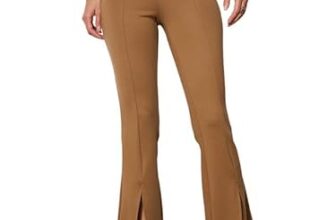 Barcino Brown Front Slit 4-Way Stretch Slim Pants