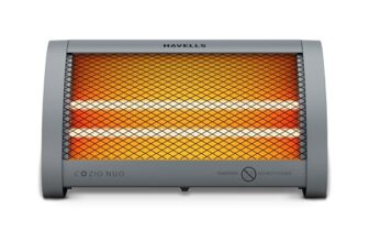 Havells Cozio Nuo Room Heater| Dual Heat Setting 400/800 Watt| Dual Quartz Heating Rods| Silent Operation| Tip Over Protection| Fire Retardant Material| Anti Rust Reflector| 2 Year Warranty(Grey)