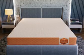 Sleepyhug Aircell Ortho Spinex Plus 4 Inch Hr Foam Mattress | 3 Zones Support |5 Years Warranty | Back Pain Relief |Spine Alignment | King Bed Size White & Orange (Lxwxh -72X72X4 Inch)